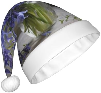QinZheng Personalized Santa Hat with Bluebell Bouquet Print