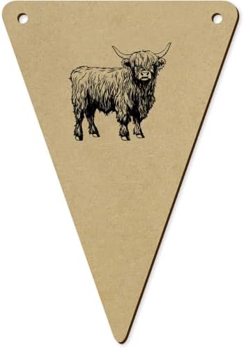 Azeeda 5pcs Highland Cow Standing Wooden Bunting Flags
