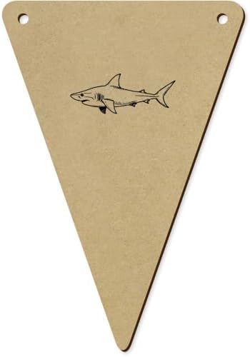 5 x 140mm Shark Side View Wooden Bunting Flags