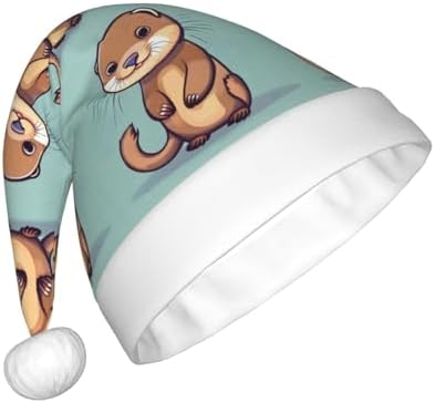 QINZHENG Cartoon Otters Santa Hat for Women