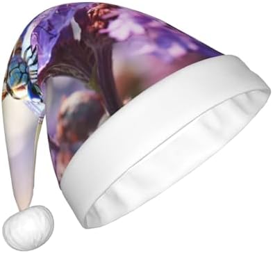 QINZHENG Personalized Santa Hat with Dragonflies and Flowers Print