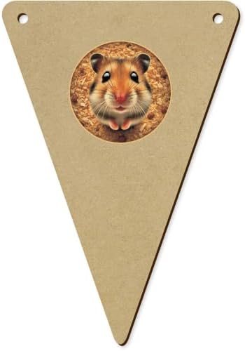 Azeeda 5 x 140mm Cute Hamster Wooden Bunting Flags