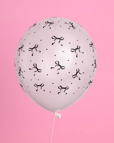 XO Fetti Black and White Bow Latex Balloons 24pk 12