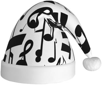 QINZHENG Black Music Note Santa Hat for Women