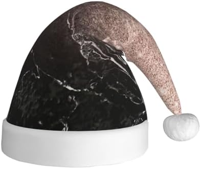 QINZHENG Marble Rose Gold Print Santa Hat for Women