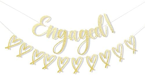 Happy Engagement Banner - Gold Glitter Bride To Be Decor