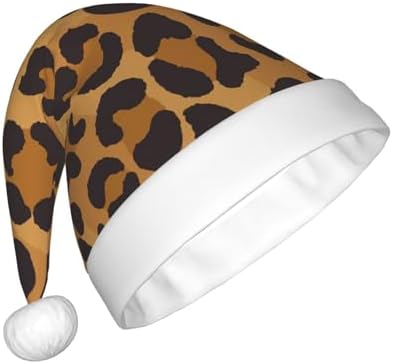 QINZHENG Yellow Leopard Print Santa Hat for Women Adult