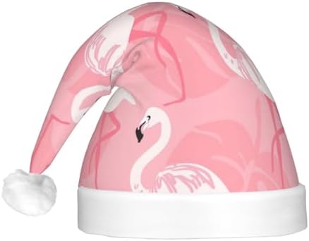 Summer Flamingo Palm Leaves Print LED Santa Hat for Adults Christmas Party