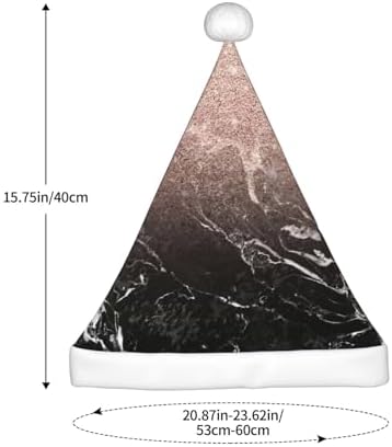 QINZHENG Marble Rose Gold Print Santa Hat for Women