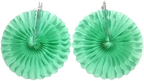 WKDGO Wall Hanging Paper Fans Honeycomb Balls 15Pcs Green Set