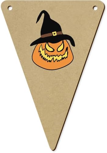 5 x 140mm Evil Pumpkin Wooden Bunting Flags BN00086230
