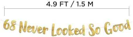 68th Anniversary Gold Glitter Banner - Classy Party Decor