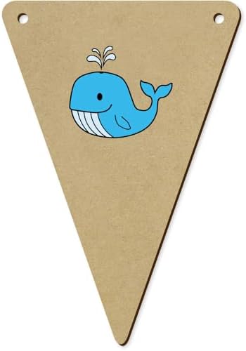5 x 140mm Blue Whale Wooden Bunting Flags