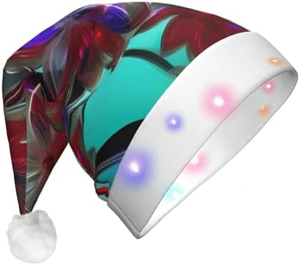 QINZHENG LED Santa Hat with Flower Stained Glass Print