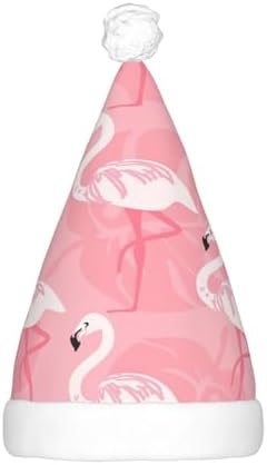 Summer Flamingo Palm Leaves Print LED Santa Hat for Adults Christmas Party