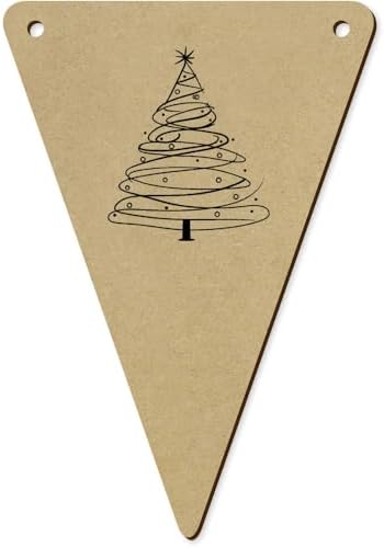 Azeeda 5pc Abstract Christmas Tree Wooden Bunting Flags