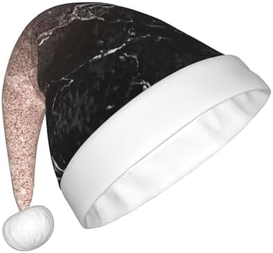 QINZHENG Marble Rose Gold Print Santa Hat for Women