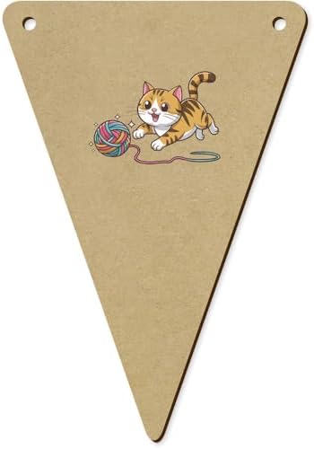5 x 140mm Playful Cat Wooden Bunting Flags