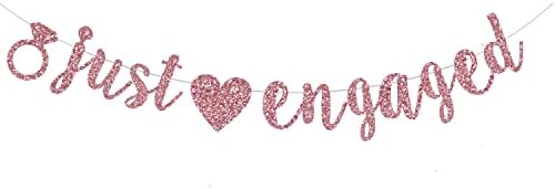 FEDVET Just Engaged Banner RoseGold Party Decor
