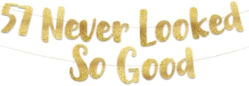 57th Anniversary Gold Glitter Banner