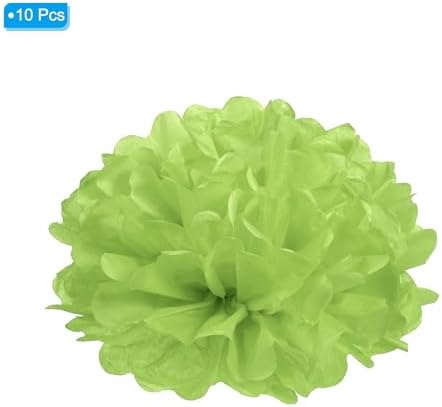 PATIKIL 8 Inch Lime Green Tissue Pom Poms Flowers 10 Pack