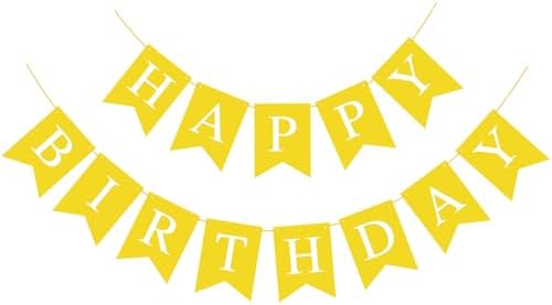 Yellow Happy Birthday Banner Sign for Party Decor