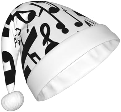 QINZHENG Black Music Note Santa Hat for Women