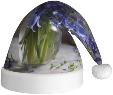 QinZheng Personalized Santa Hat with Bluebell Bouquet Print