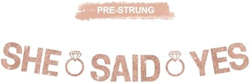 Glitter Rose Gold She Said Yes Pre-Strung Banner