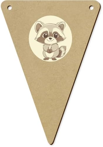 5 x 140mm Cute Raccoon Wooden Bunting Flags