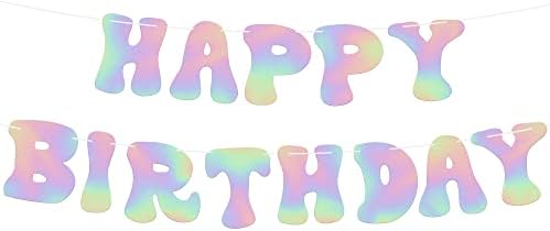 KatchOn Iridescent Happy Birthday Banner - 10 Feet Prestrung