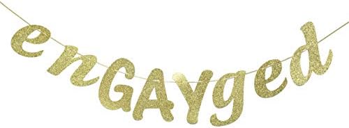 Engaged Glitter Banner for Gay Engagement Party