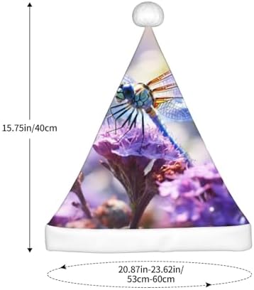 QINZHENG Personalized Santa Hat with Dragonflies and Flowers Print