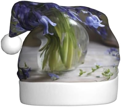 QinZheng Personalized Santa Hat with Bluebell Bouquet Print