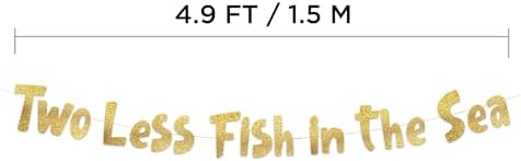 Funny Bachelorette Party Gold Glitter Banner - Two Less Fish In The Sea