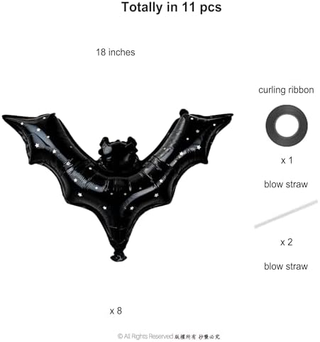 Cheerland Black Bat Balloons Halloween Decor 8pcs