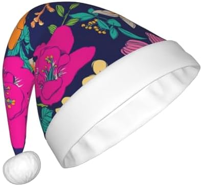 QINZHENG Personalized Santa Hat with Flowers Print
