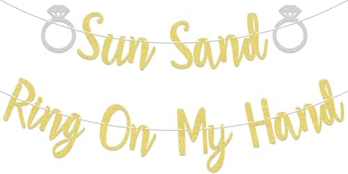 Sun Sand Ring On My Hand Gold Glitter Banner