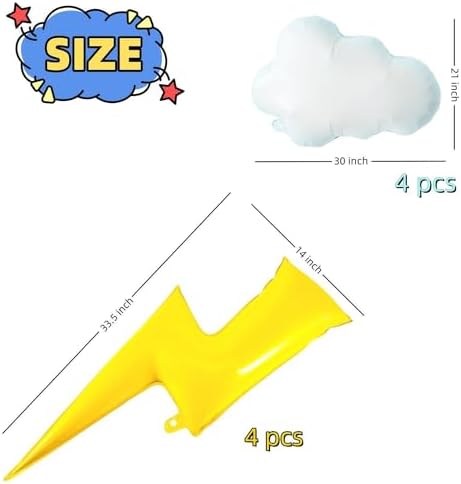 Flash Foil Balloons Cloud Balloons Lightning Bolt Decorations 8 Pcs