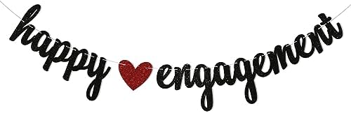 Happy Engagement Banner with Red Heart Decorations