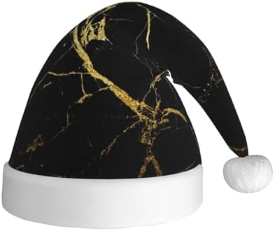 QINZHENG Gold Black Santa Hat Velvet Plush Xmas Decoration