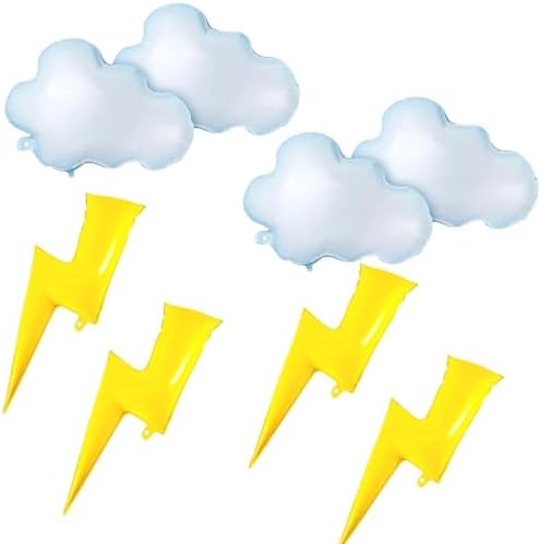 Flash Foil Balloons Cloud Balloons Lightning Bolt Decorations 8 Pcs