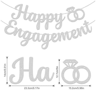 Happy Engagement Banner Silver Party Decorations for Engaged Parties