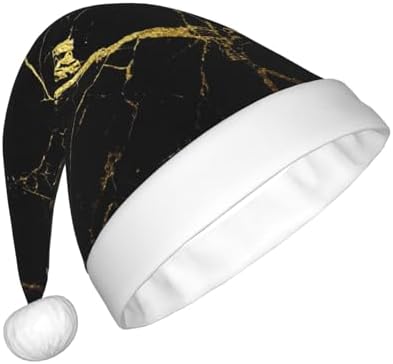QINZHENG Gold Black Santa Hat Velvet Plush Xmas Decoration