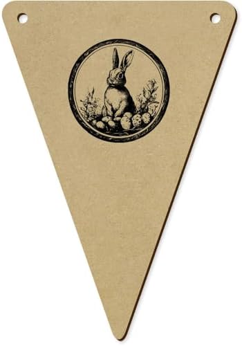 Azeeda 5 Piece Easter Bunny Wooden Bunting Flags