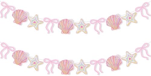 Oudain 2 Pack Pink Bow Seashell Garland