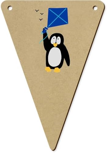 5 x 140mm Penguin Flying with The Birds Wooden Bunting Flags