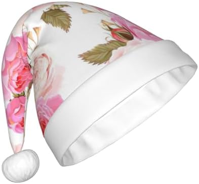 QINZHENG Personalized Rose Flower Santa Hat for Women Christmas Gift