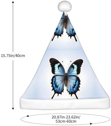 Qin And Zheng Blue Butterfly Santa Hat Personalized Christmas Headwear for Women