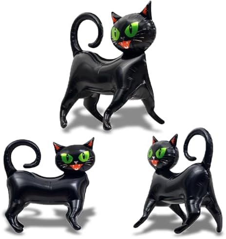 3pcs Black Cat Balloon 3D Standing for Party Decorations